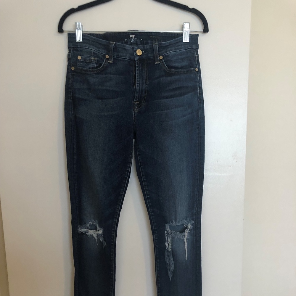 Distressed 7 For All Mankind skinny jean